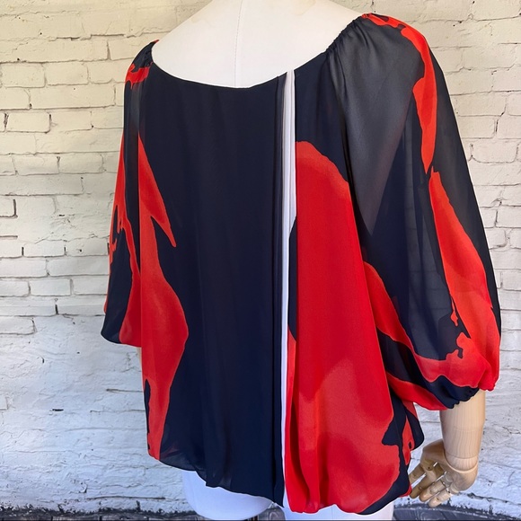 🎉HP🎉 Vince Camuto Balloon Sleeve Blouse Pleated Elastic Waist Size Medium - Picture 3 of 11